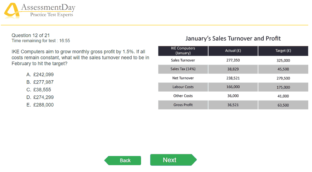 Numerical Aptitude Test Sample